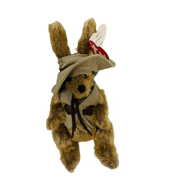 TY Attic Treasures Hogan the Kangaroo Bunny Plush With Hat & Vest Brown 10" - Picture 5 of 10